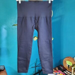 Spanx High Rise Waisted Compression Leggings Women's Solid‎  Navy Blue Size XL